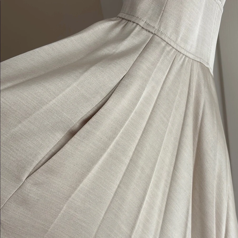 Banana Republic Ness Pleated Satin Midi Dress Size 4 Cream - Picture 13 of 14